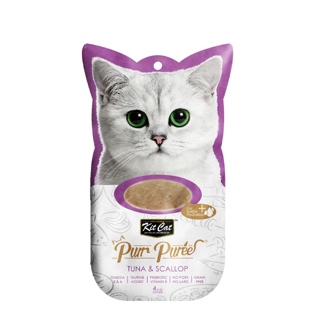Kit Cat 4x15g Purr Puree Tuna & Scallop Cat Treat