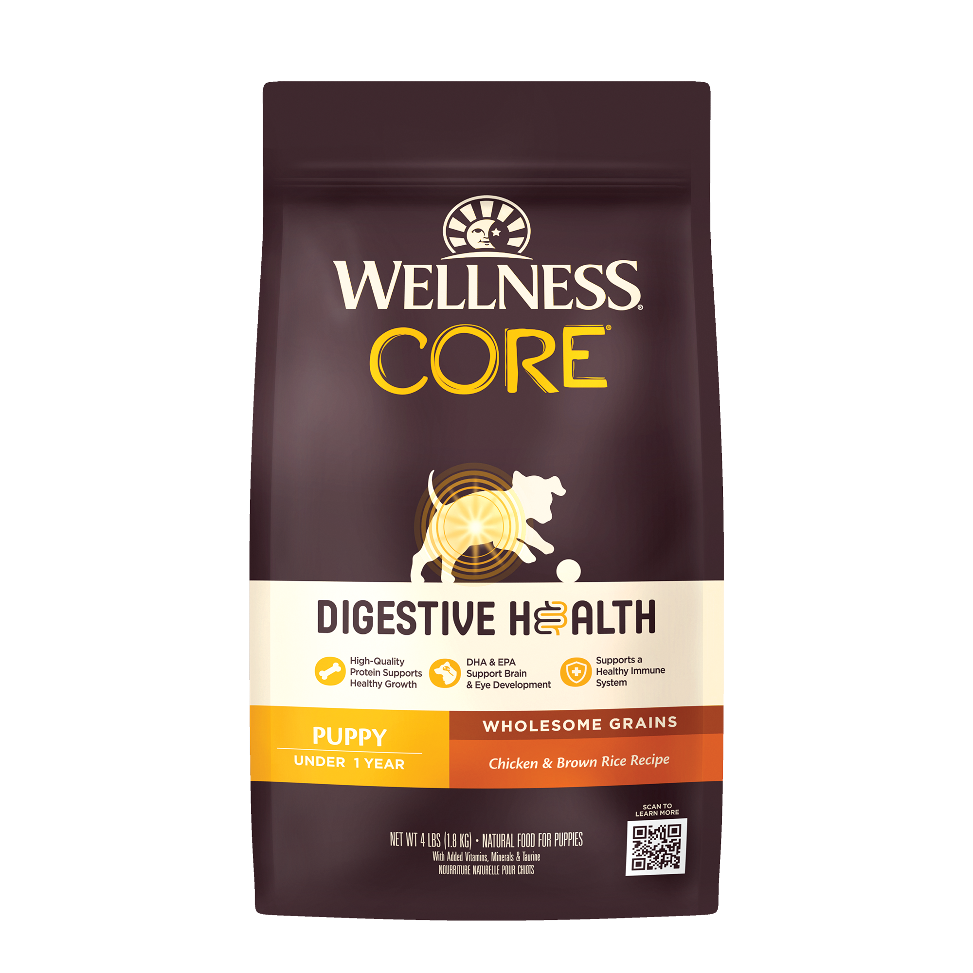 Wellness Core Dog 1.8kg (4lb) Digestive Puppy Chicken & Brown Rice Dry Dog Food
