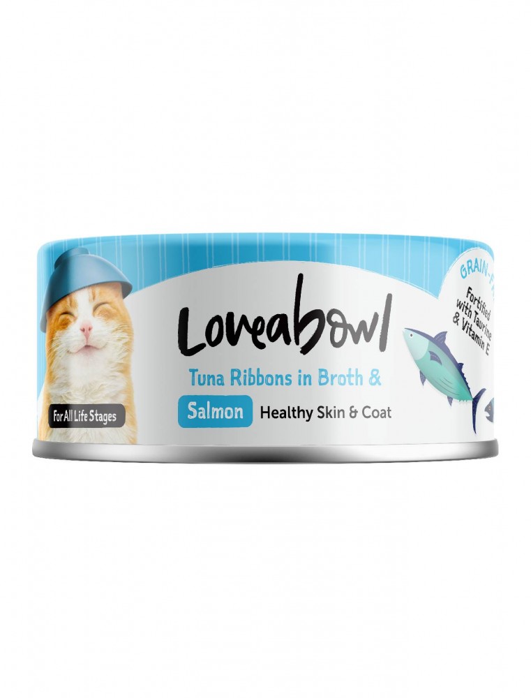 Loveabowl Cat 70g Tuna Ribbons In Broth With Salmon Cat Wet Canned Food