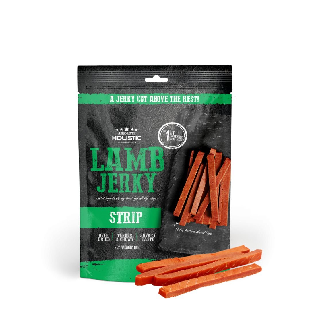 Absolute Holistic Dog 100g Jerky Lamb Strip Dog Treat