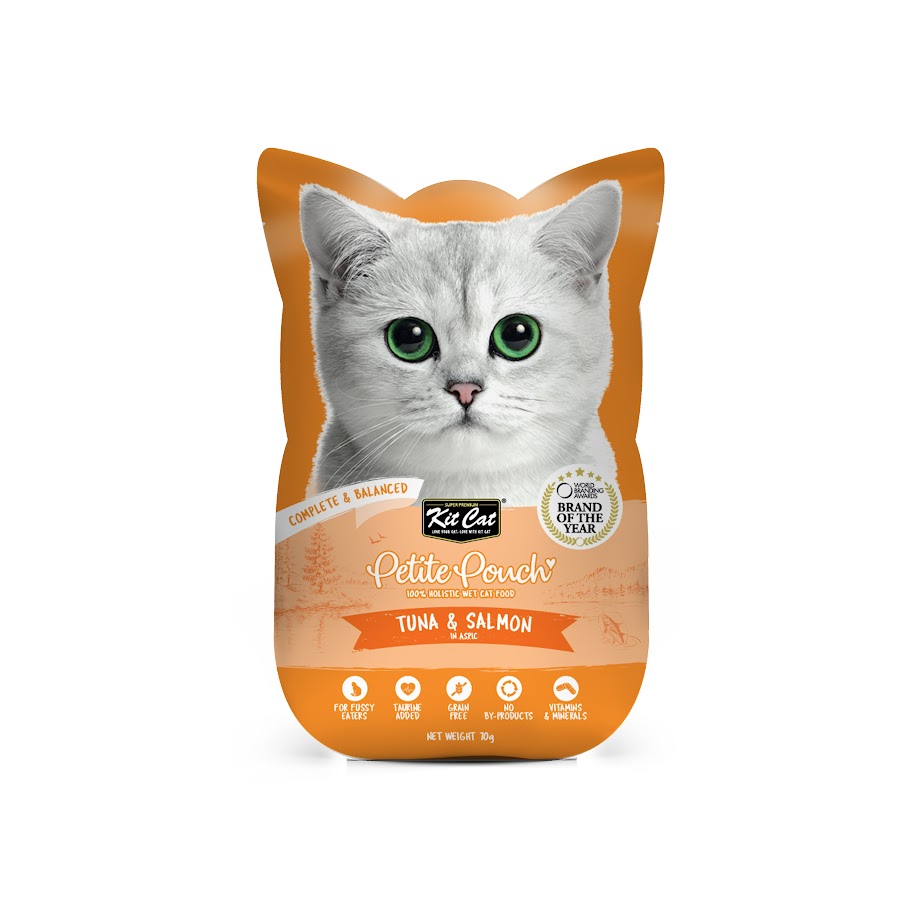 Kit Cat 70g Petite Pouch Complete & Balanced Tuna & Salmon In Aspic Wet Cat Food