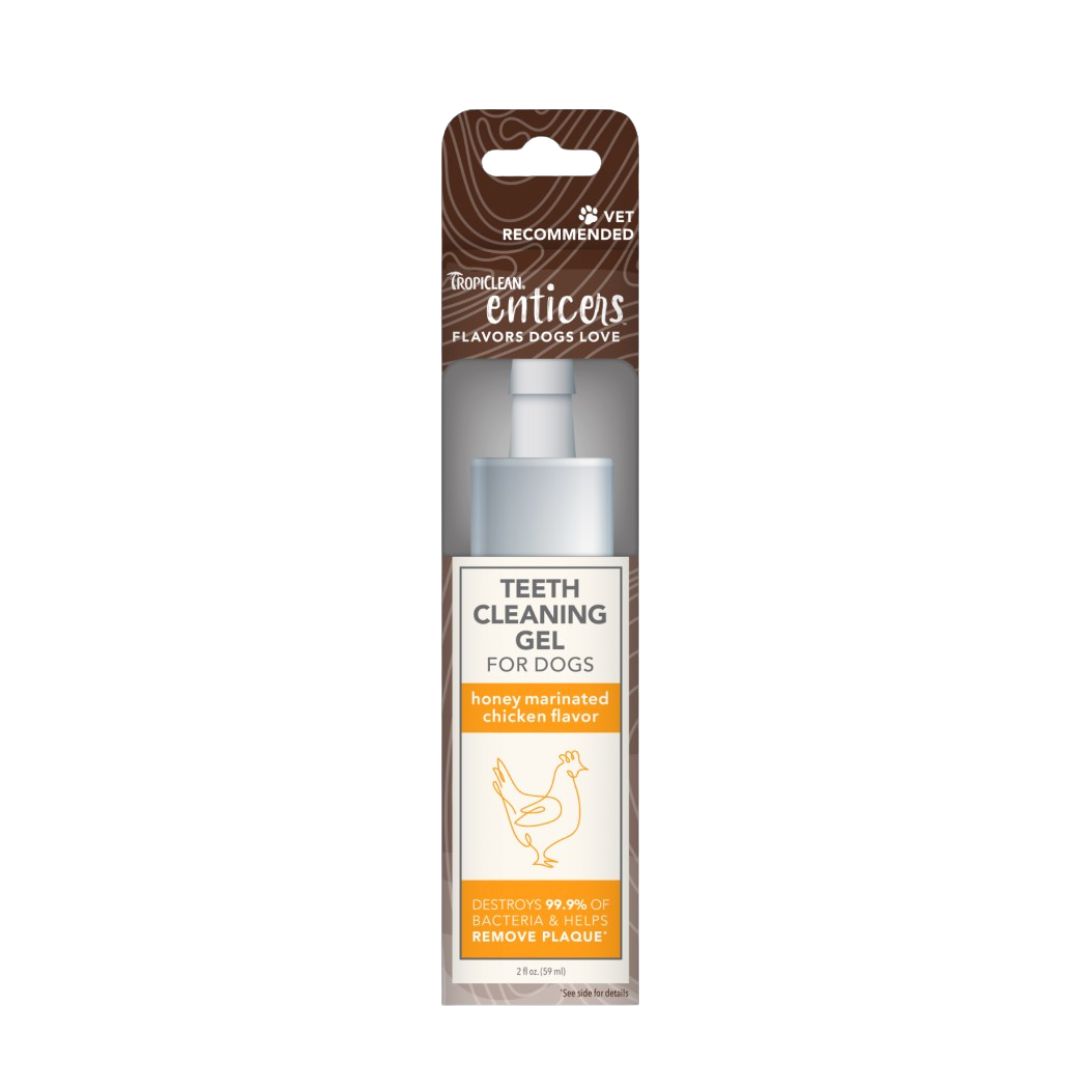 (exp: 01 Aug 2025) Tropiclean Enticers Dog Teeth Cleaning Gel 59ml Honey Marinated Chicken