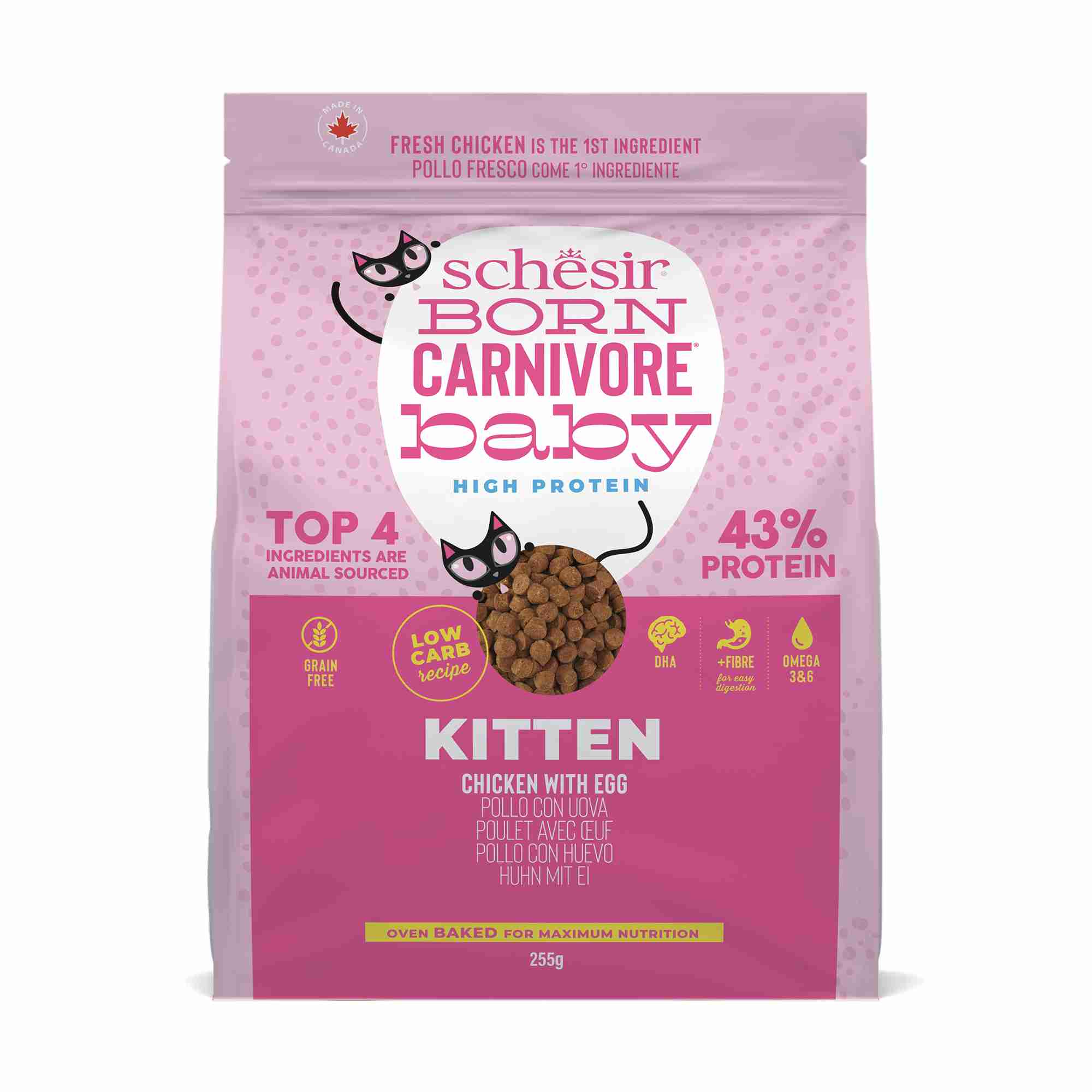 Schesir Cat 255g Born Carnivore Chicken With Egg Baby Cat Baked Dry Recipe Dry Cat Food