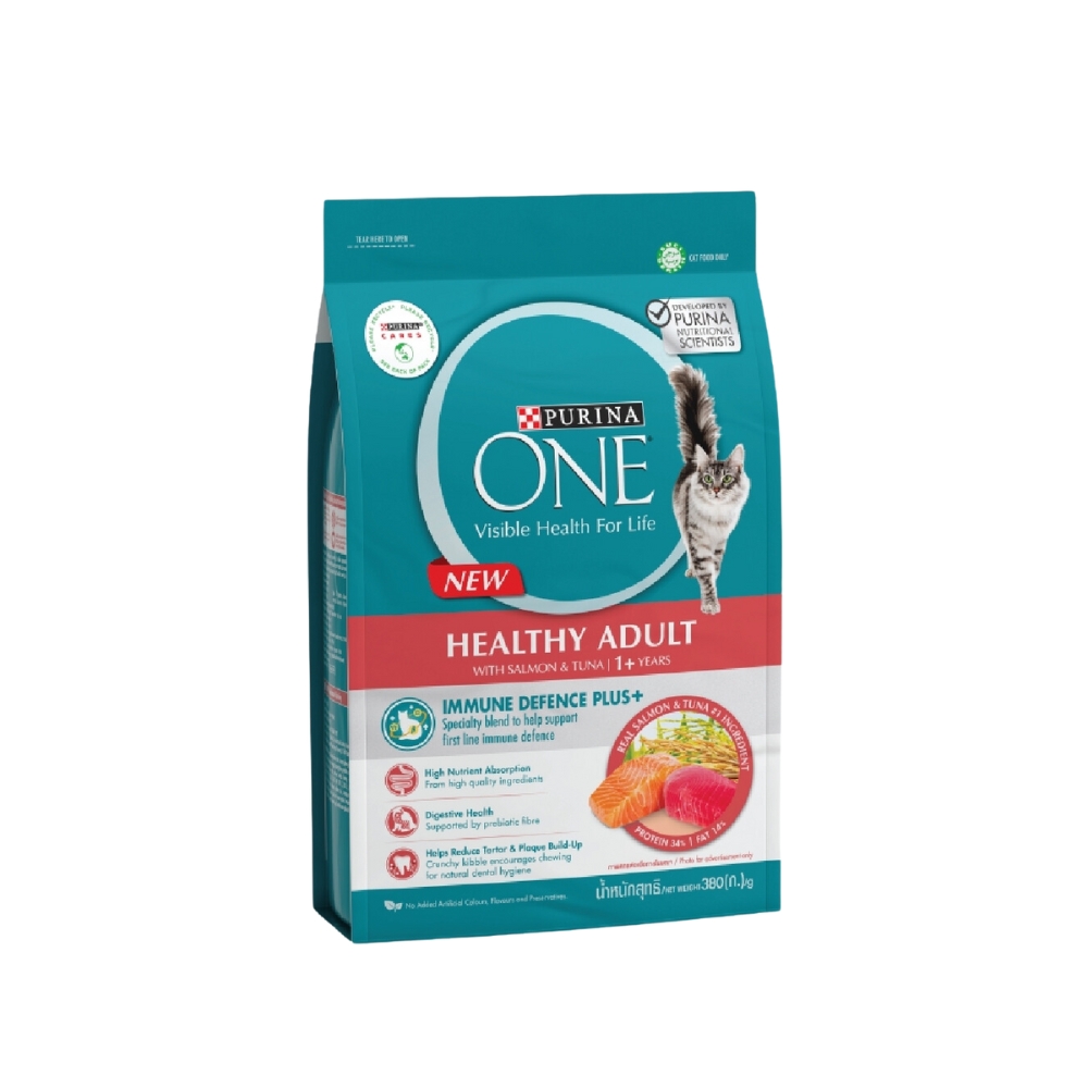 Purina One Cat 380g Healthy Adult Salmon And Tuna Dry Cat Food