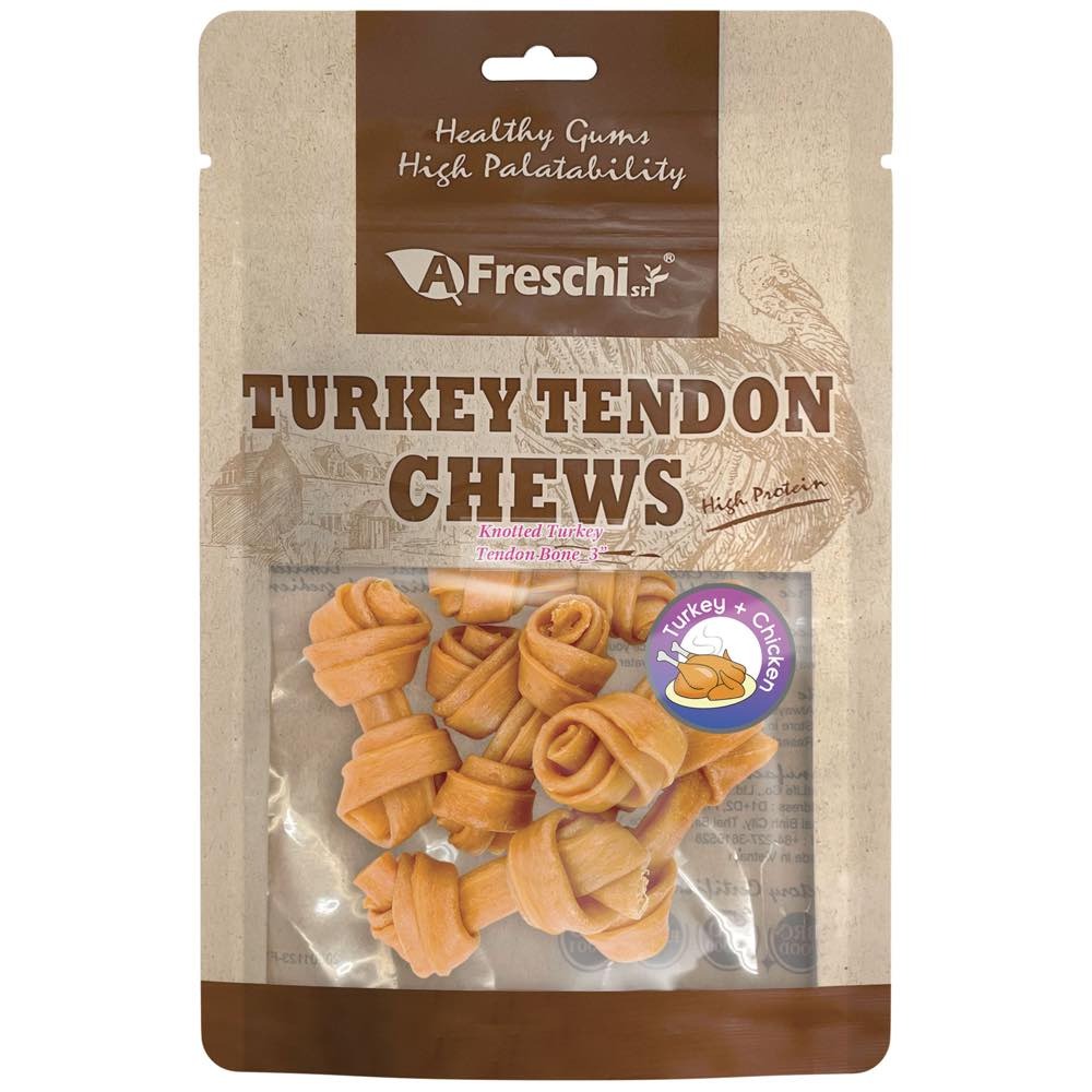Afreschi Dog 130g Knotted Turkey Tendon Bone Dog Treats