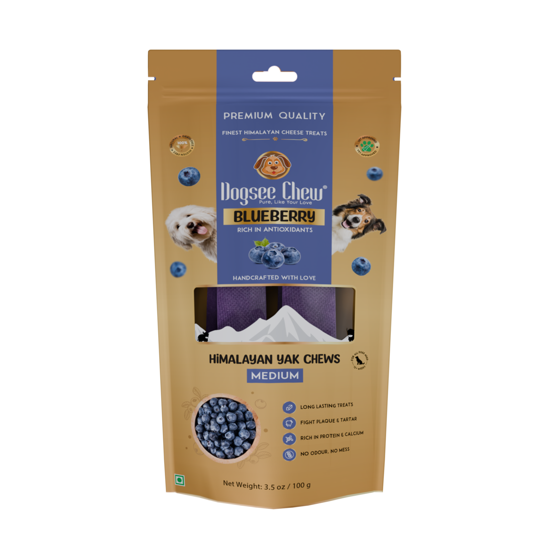 Dogsee Chew Dog 100g Blueberry Medium Bars Dog Treat