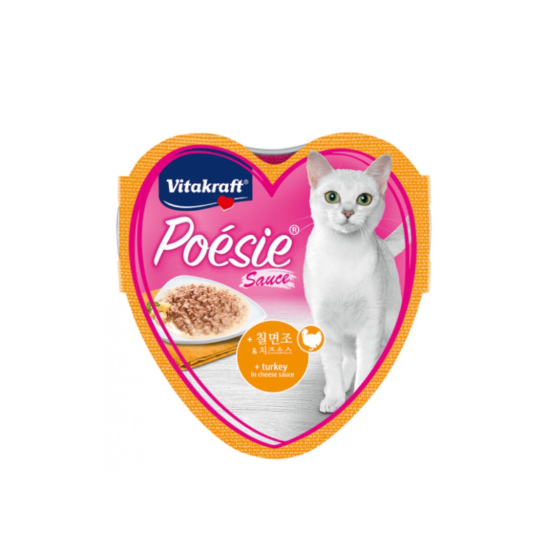 Vitakraft Cat 85g Poesie Hearts Turkey In Cheese Sauce Tray Wet Food