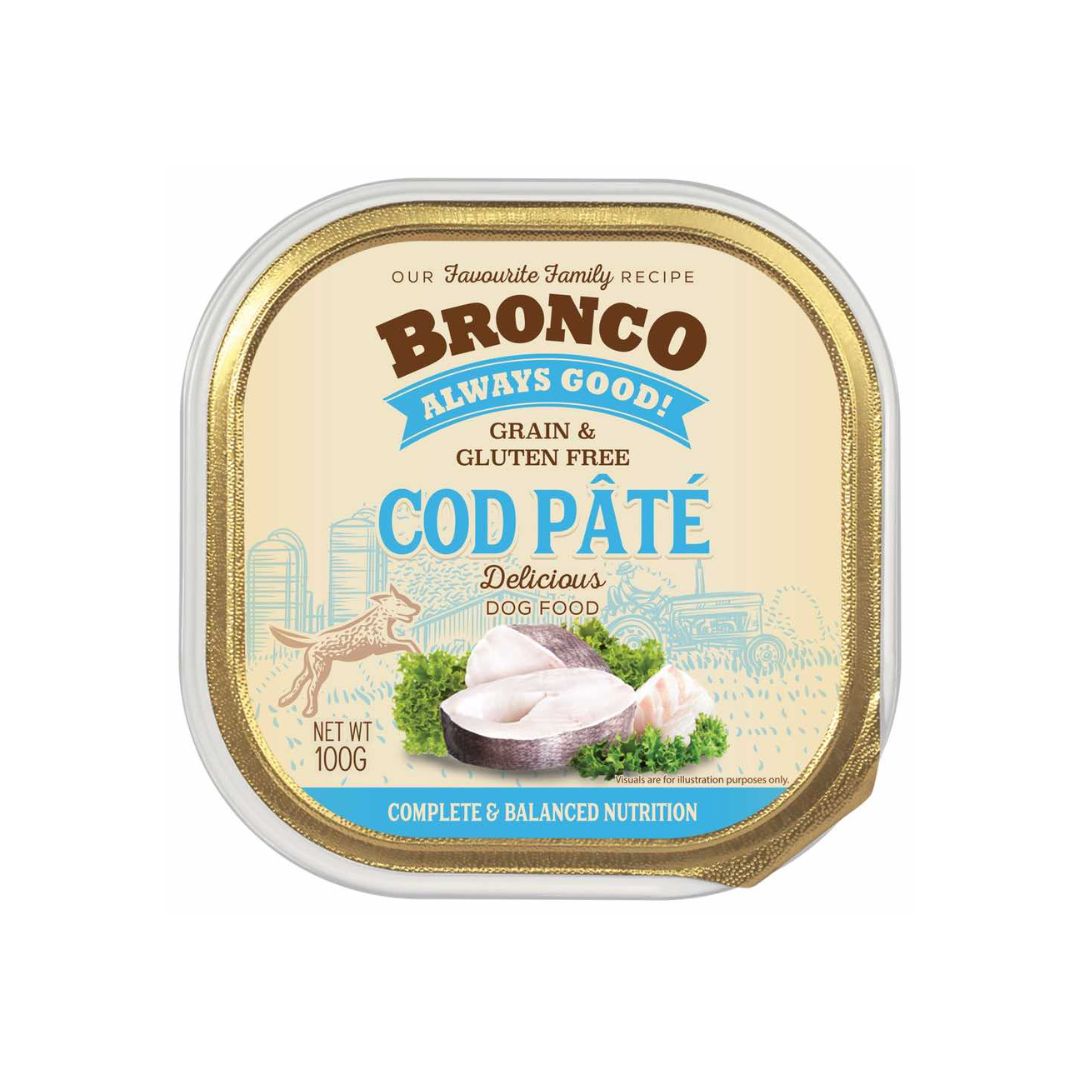 Bronco 100g Cod Pate Dog Wet Food Tray