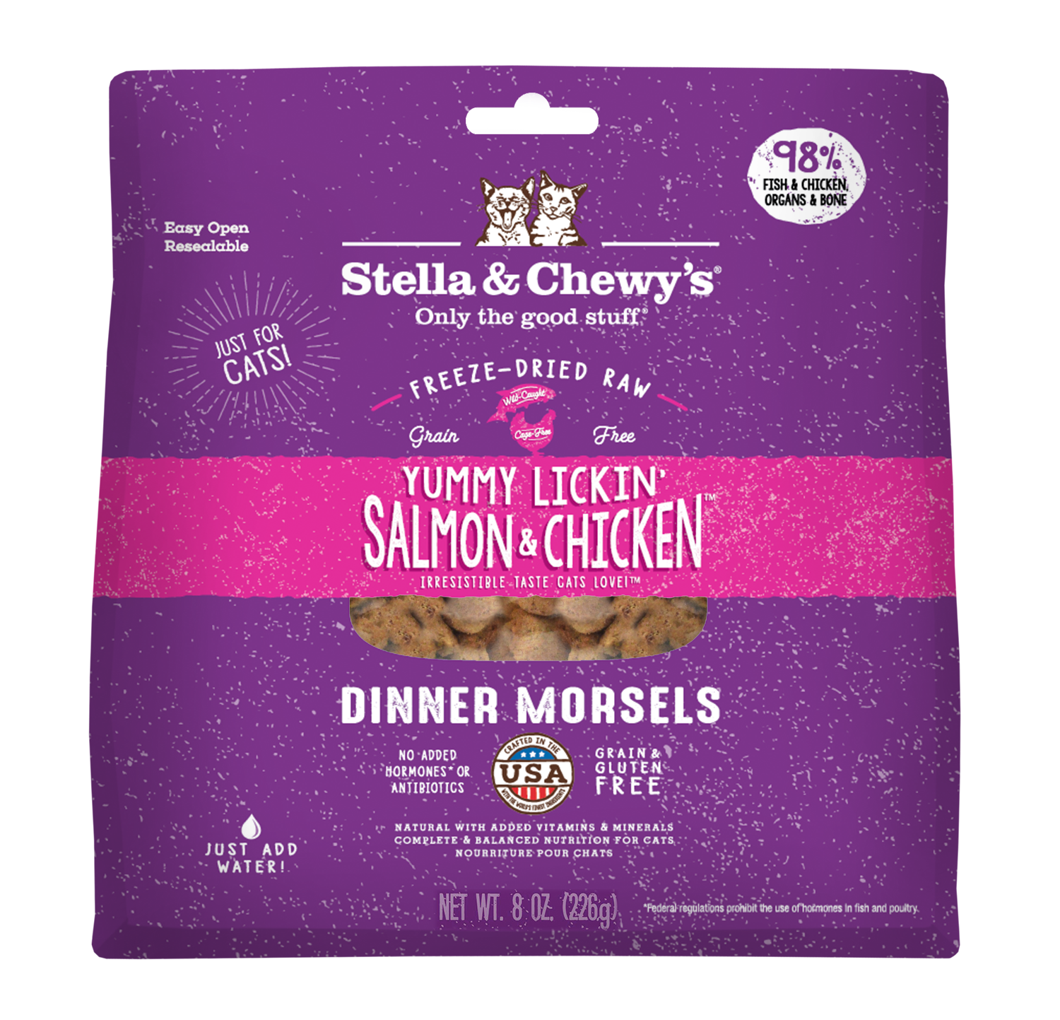 Stella & Chewy's Cat Freeze Dried Dinner Morsels 226g Yummy Lickin’ Salmon & Chicken Raw Cat Food