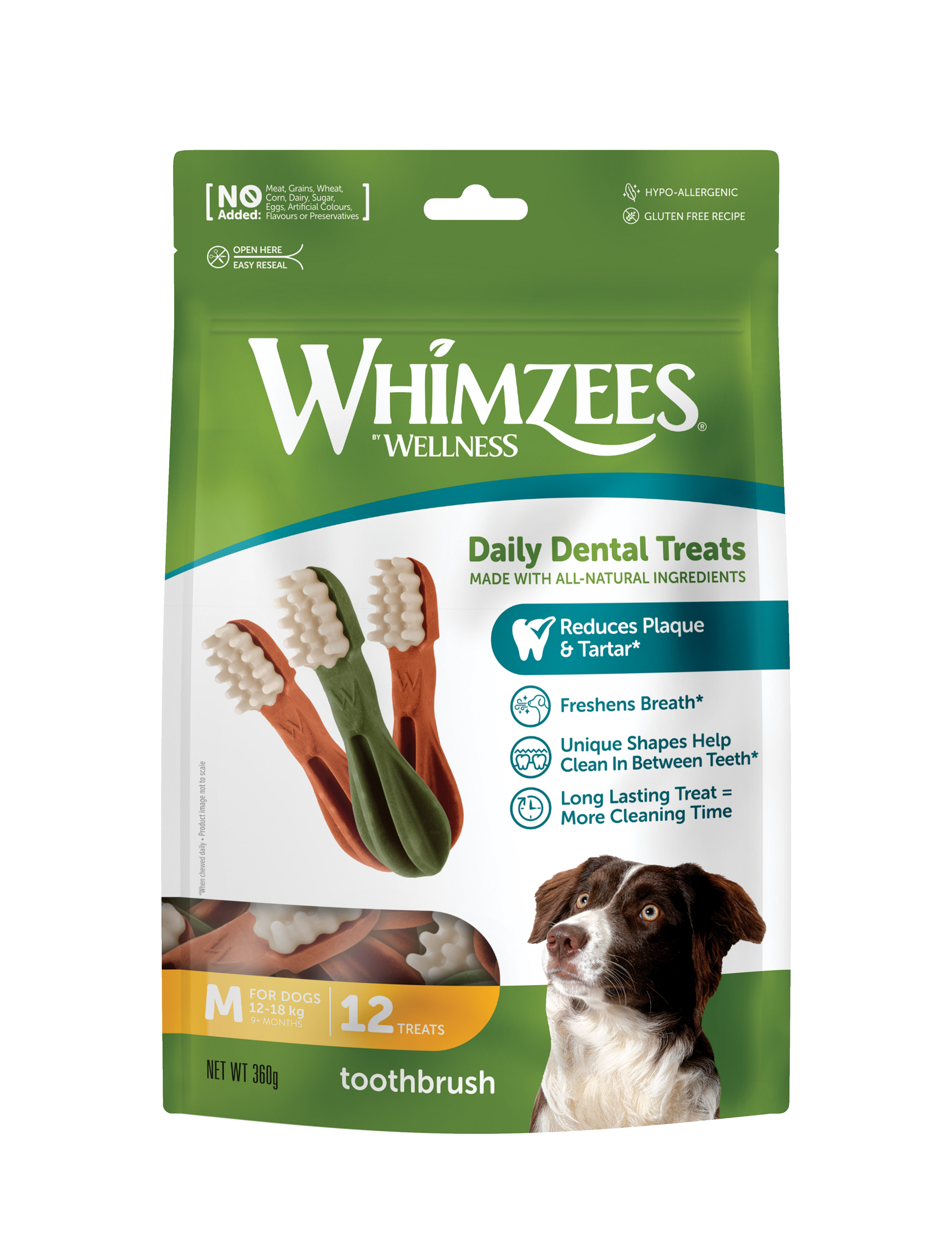 Whimzees Dog Toothbrush 12pcs (medium) Value Bag Dental Chews For Dogs