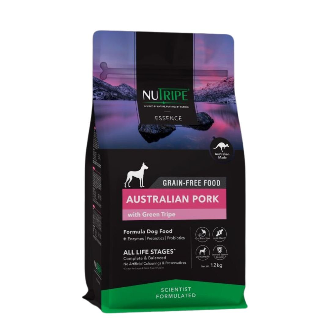 Nutripe Essence Dog 12kg Australian Pork With Green Tripe Dry Dog Food