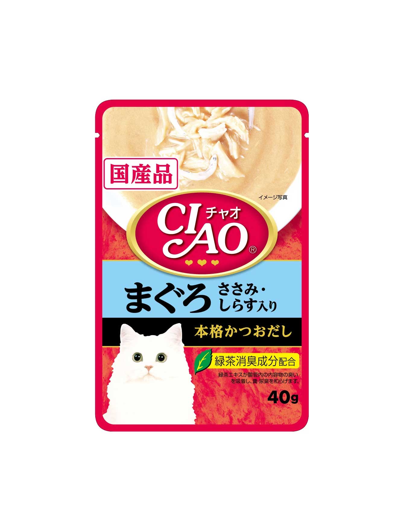 Ciao Pouch 40g Tuna Maguro & Chicken Fillet Topping Shirasu Wet Cat Food