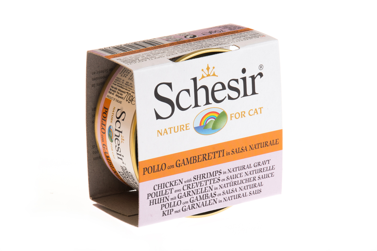 Schesir Cat 70g Chicken With Shrimps In Natural Gravy Wet Cat Food