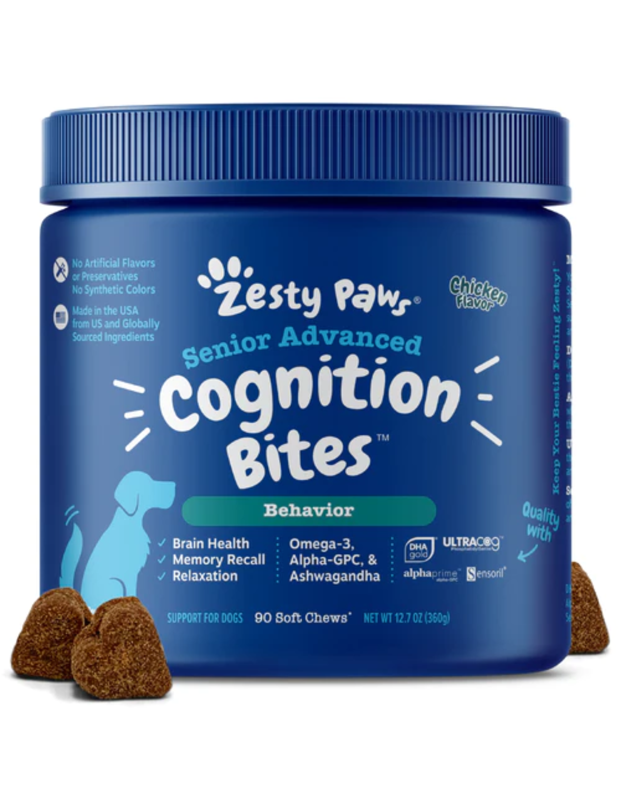 Zesty Paws 90ct Senior Advanced Cognition Bites Supplement For Senior Dogs