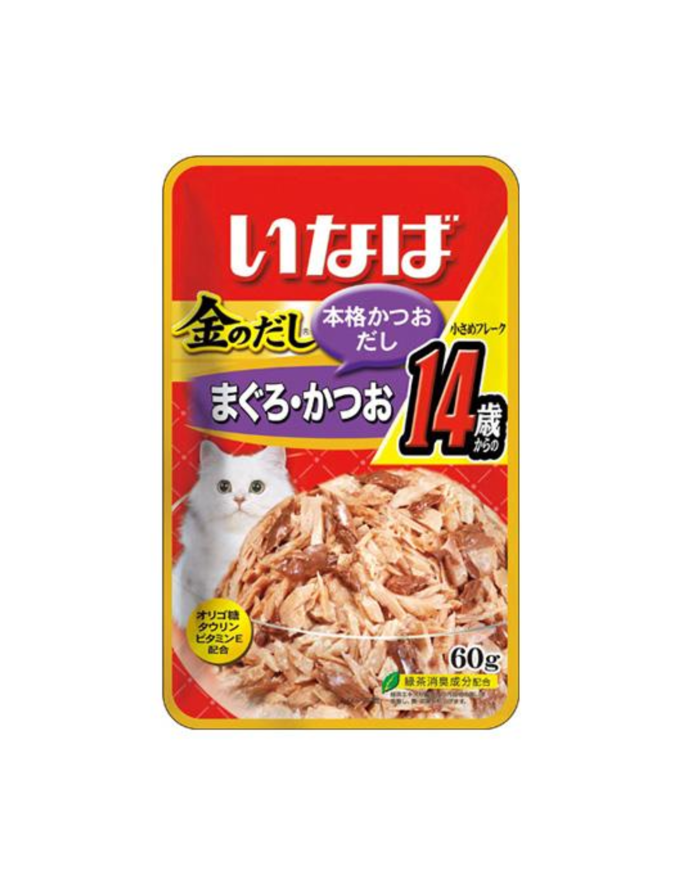 Ciao Golden Pouch 60g Senior 14+ Tuna Small Flakes In Jelly Wet Cat Food