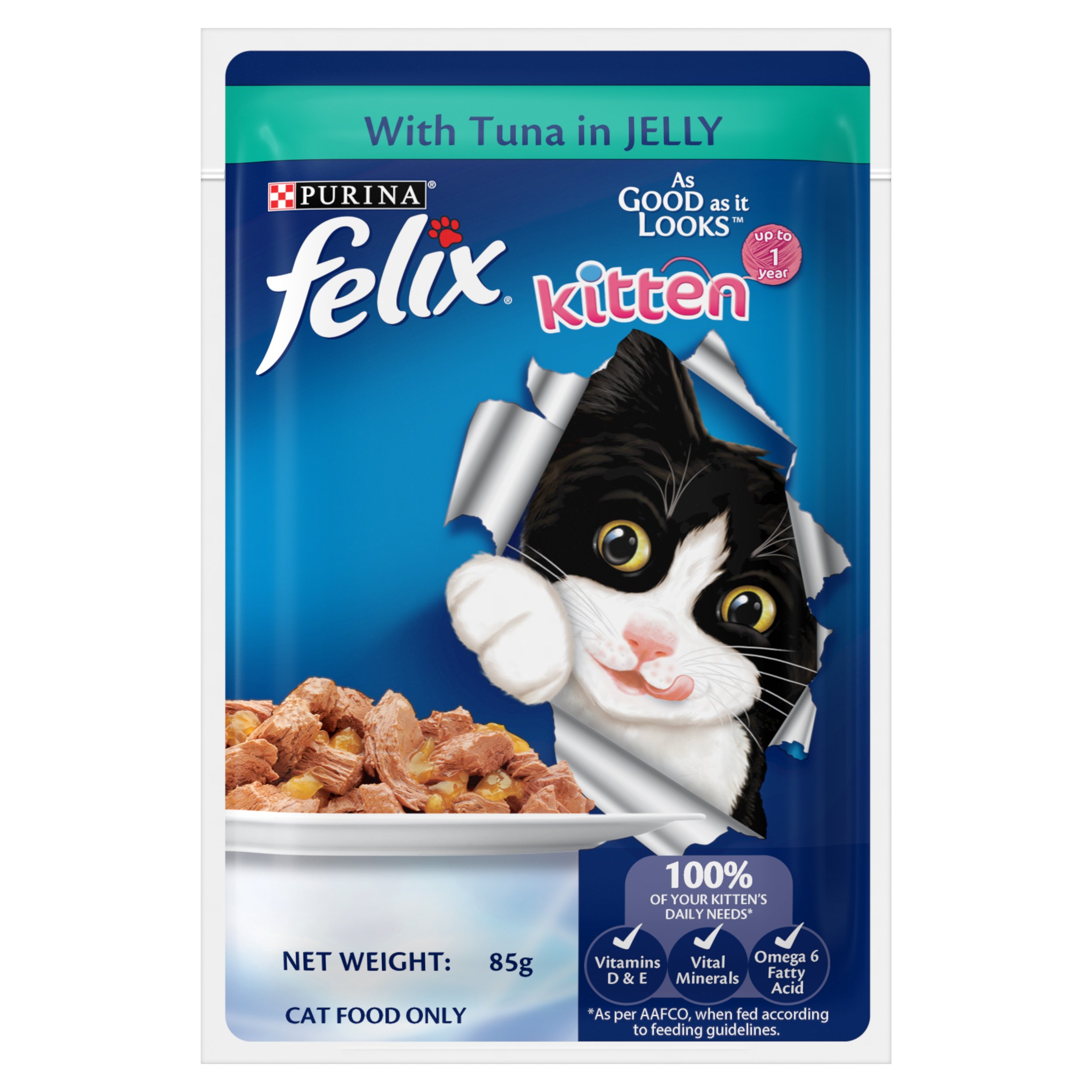 Felix Cat 85g Kitten Tuna In Jelly Pouch Wet Cat Food