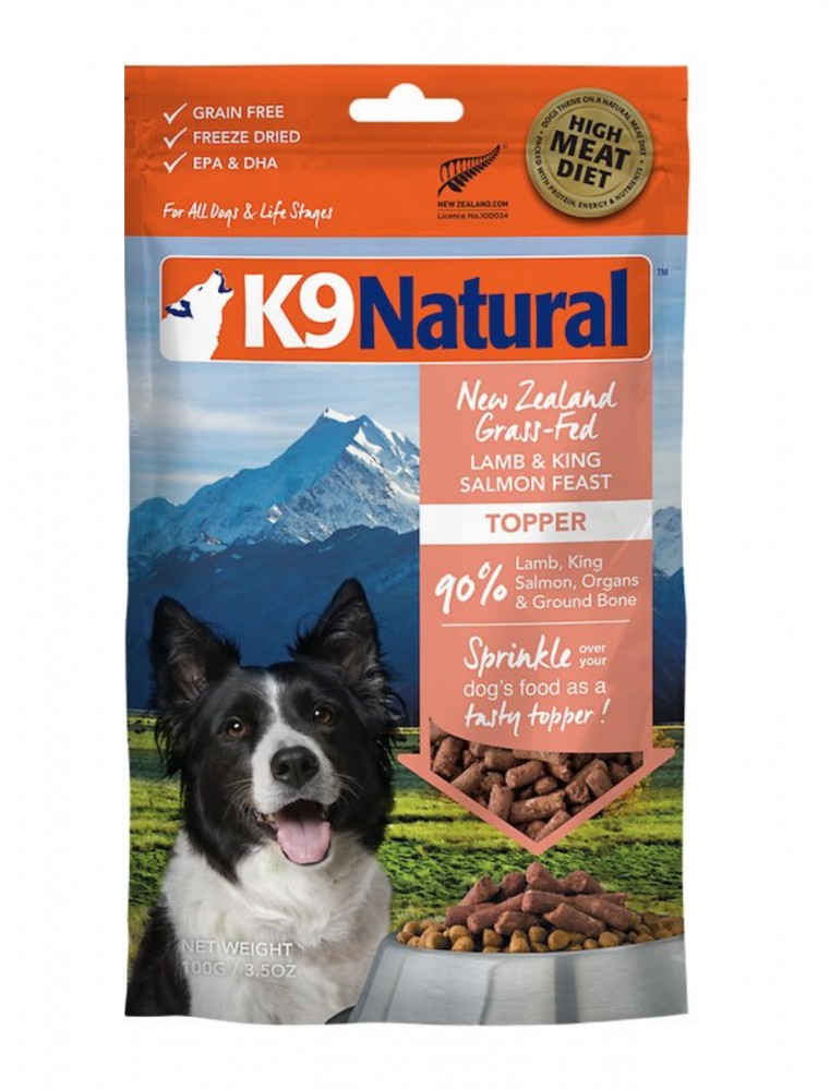 K9 Natural Dog Freeze Dried 100g Lamb & Salmon Toppers Dry Dog Food