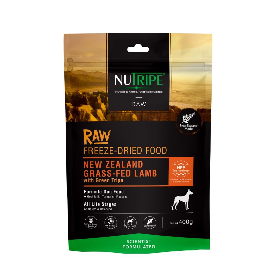 Nutripe Raw Dog 400g Freeze Dried New Zealand Grass-fed Lamb With Lamb Green Tripe Dog