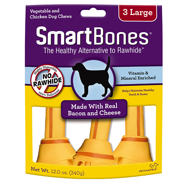 Smartbones Dog 3pcs Classic Bone Chews Large Bacon And Cheese Dog Treat