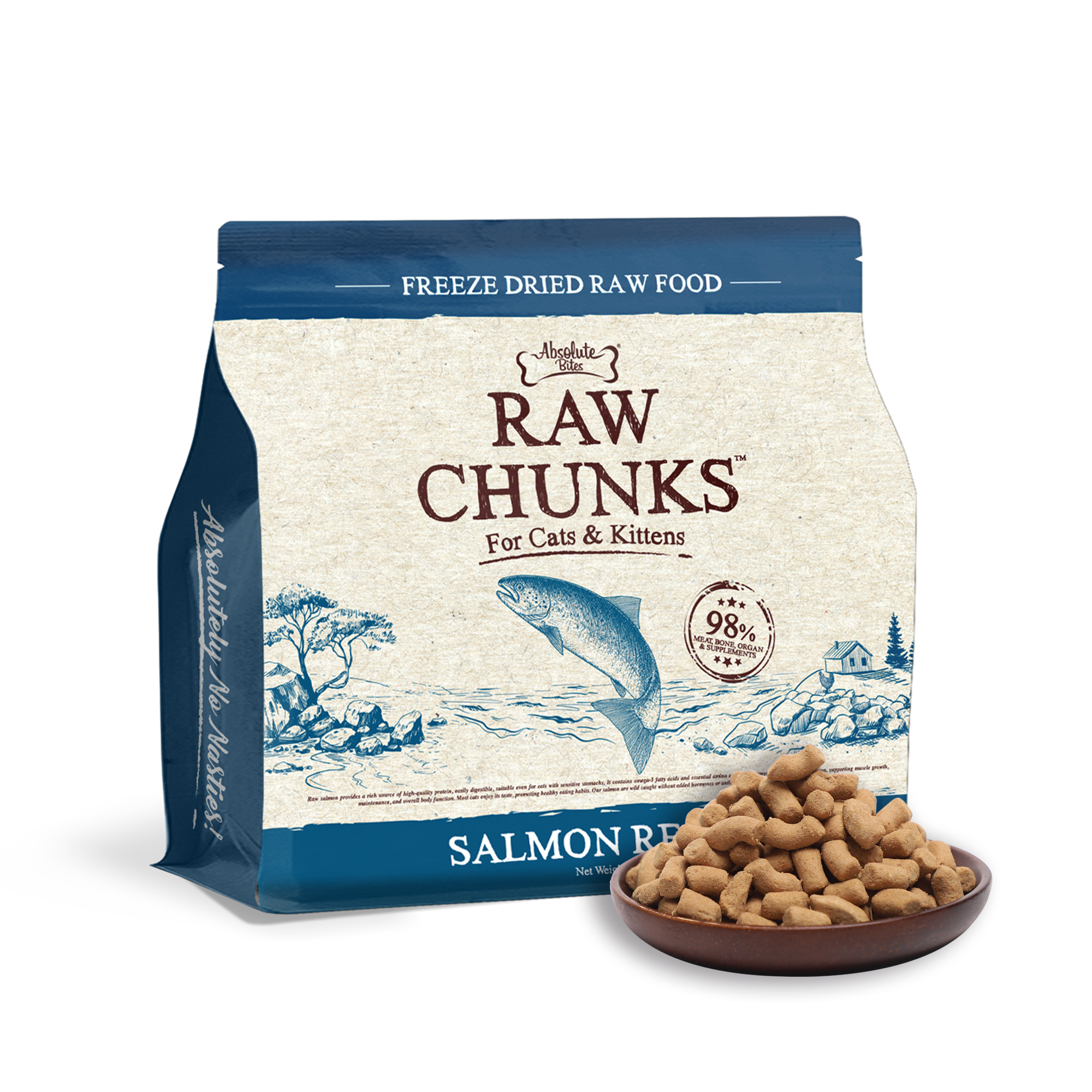 Absolute Bites Cat 280g Raw Chunks Freeze Dried Raw Food Salmon Recipes Dry Cat Food
