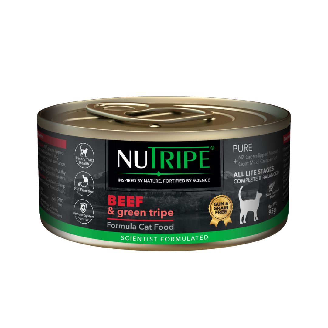 Nutripe Cat 95g Pure Beef & Green Tripe Cat (gum-free) Wet Canned Food