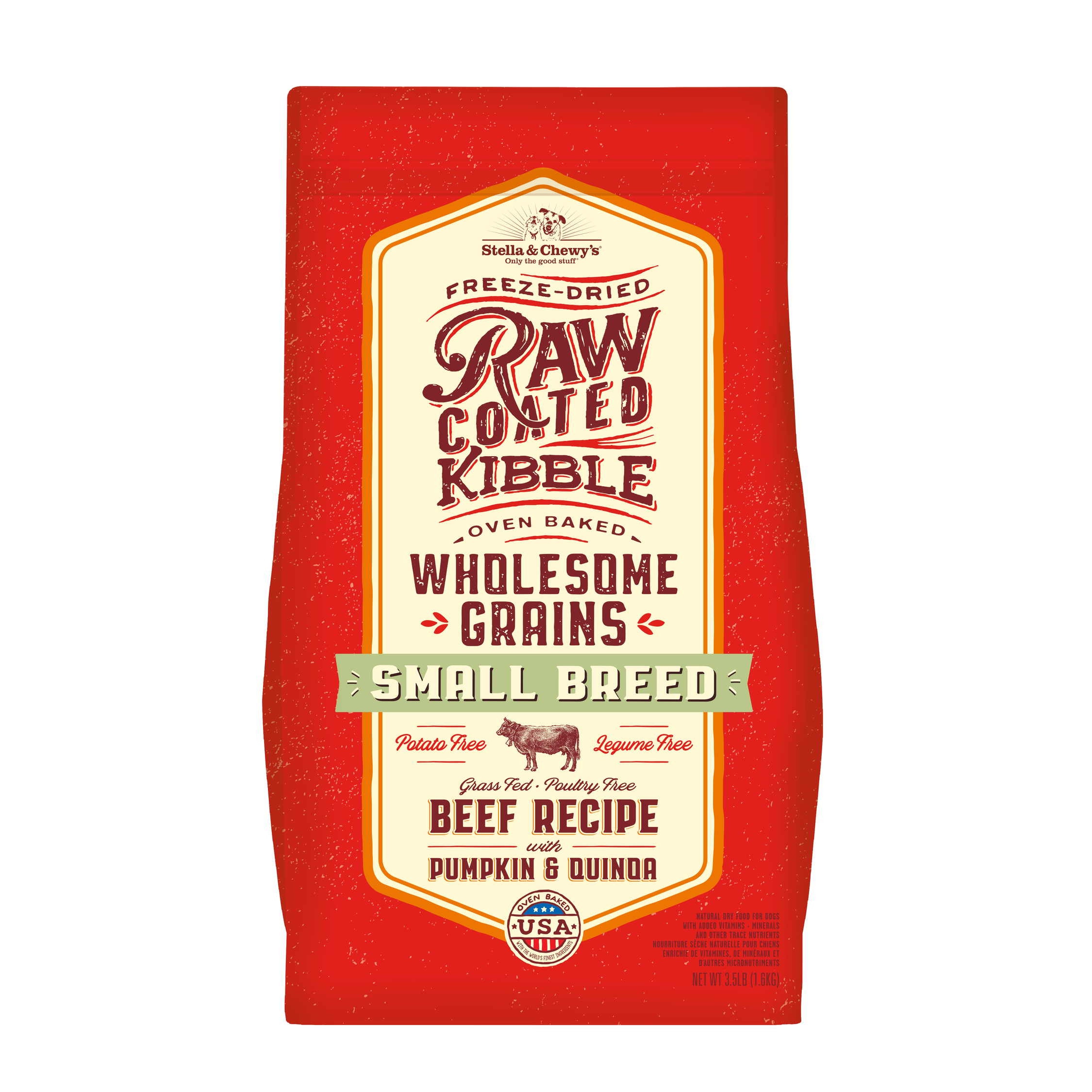 Stella & Chewy's Dog 1.6kg (3.5lbs) Wholesome Grains Raw Coated Kibble (small Breed Beef) Dry Dog Food
