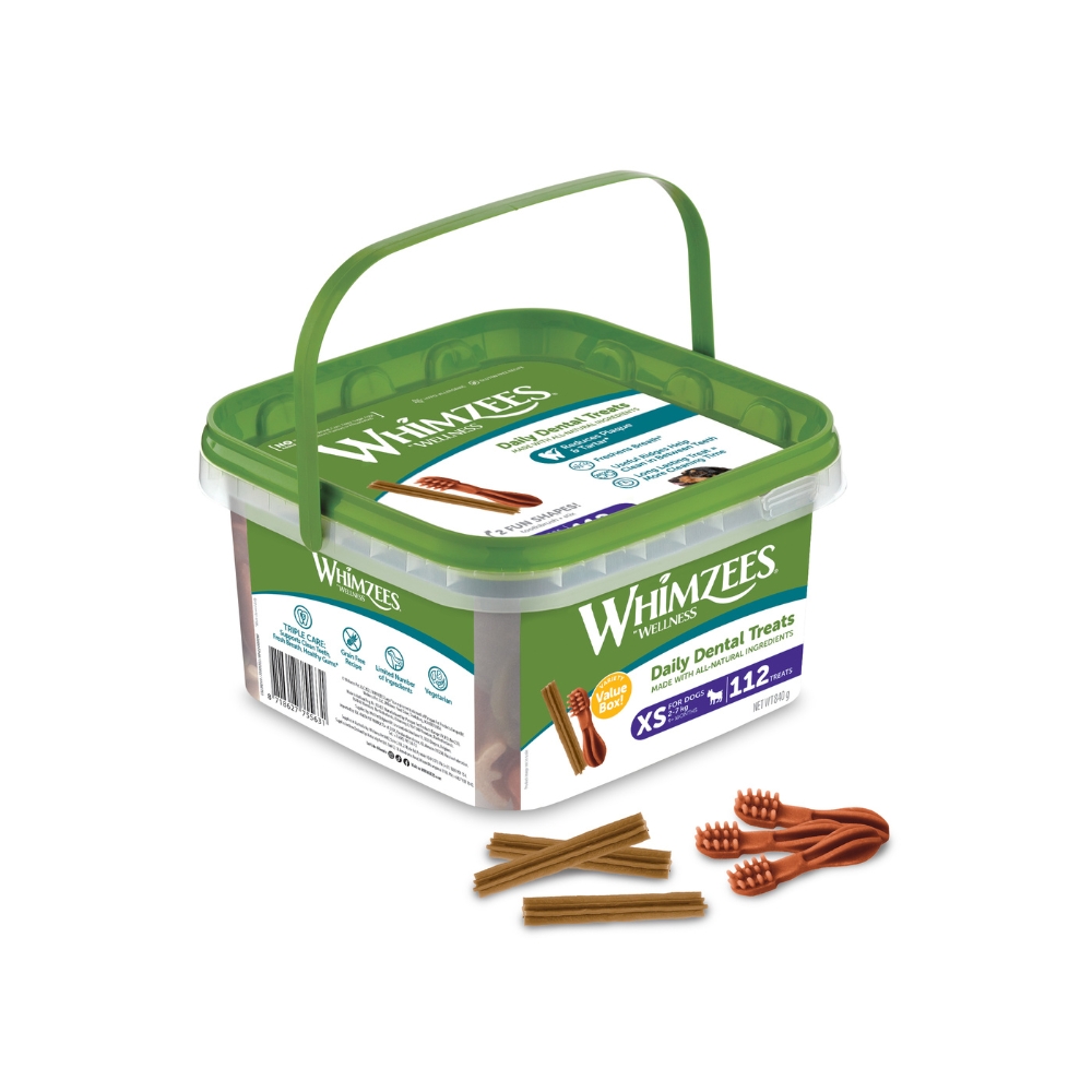 Whimzees Dog Variety 112pcs (xs) Value Box Dental Chews For Dogs