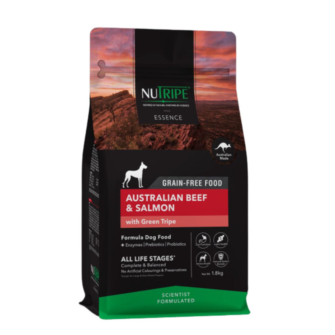 Nutripe Essence Dog 1.8kg Australian Beef And Salmon With Green Tripe Dry Dog Food