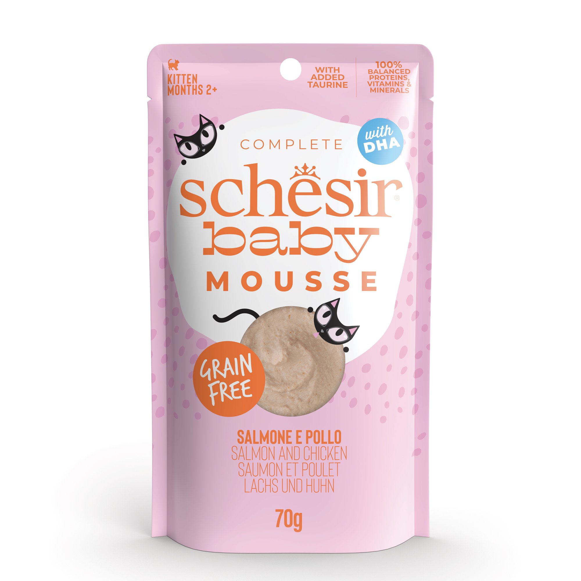Schesir Cat 70g Baby Velvet Mousse Salmon And Chicken Wet Cat Food