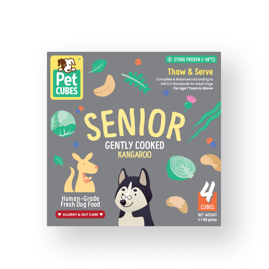 Pet Cubes Dog 4x80g Gently Cooked Kangaroo For Senior Fresh Dog Food