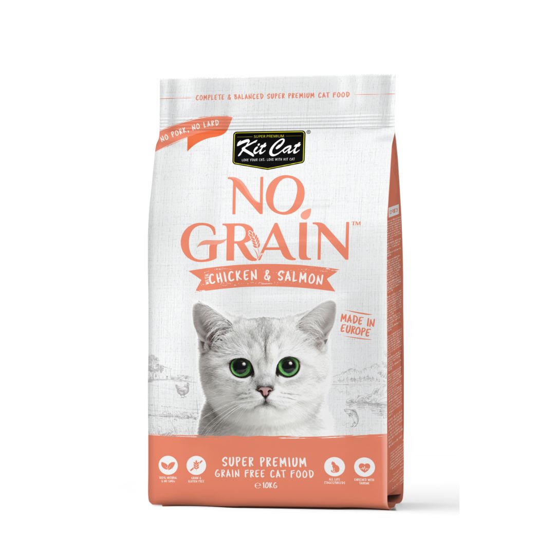 Kit Cat 10kg No Grain Chicken & Salmon Dry Cat Food