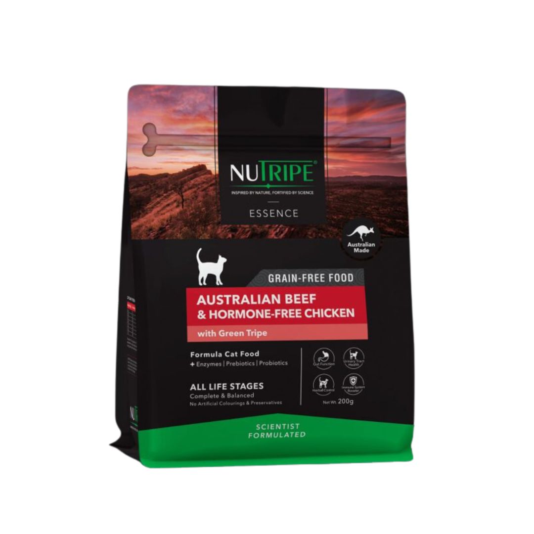 (exp: Sep'24) Nutripe Essence Cat 200g Australian Beef And Hormone-free Chicken With Green Tripe Dry Cat Food