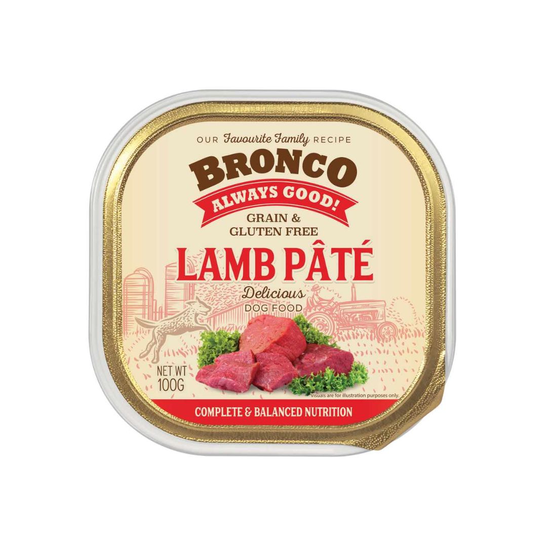 Bronco 100g Lamb Pate Dog Wet Food Tray