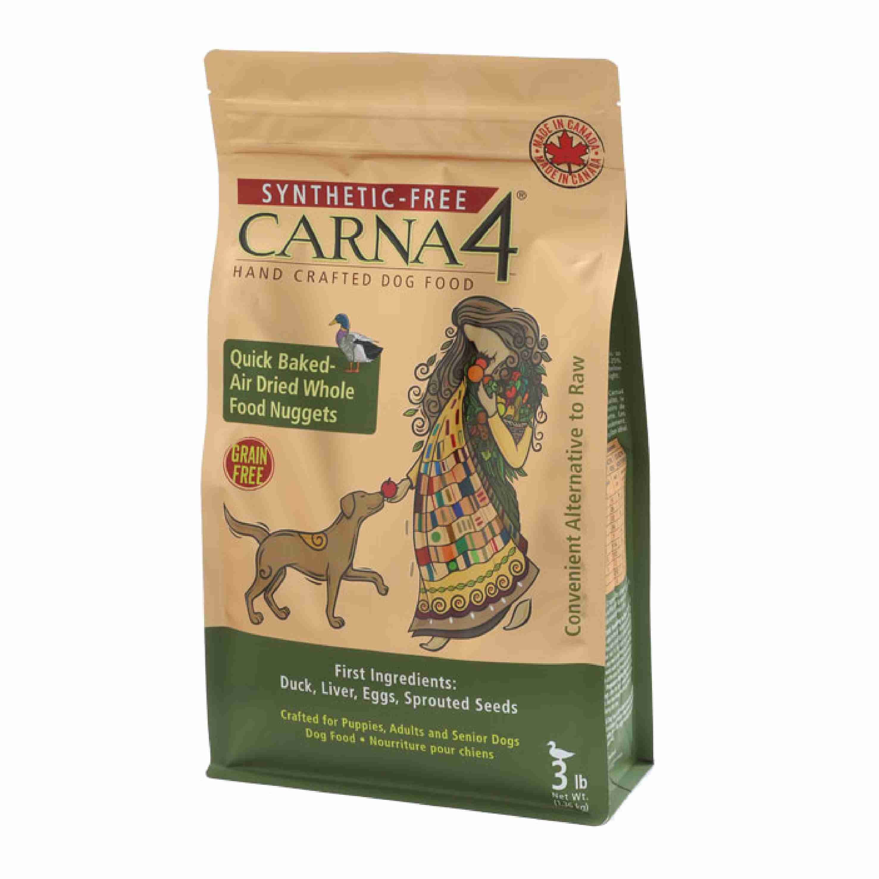 Carna4 Dog 3lbs (1.36kg) Quick-baked Air Dried Nuggets Duck Dog Food