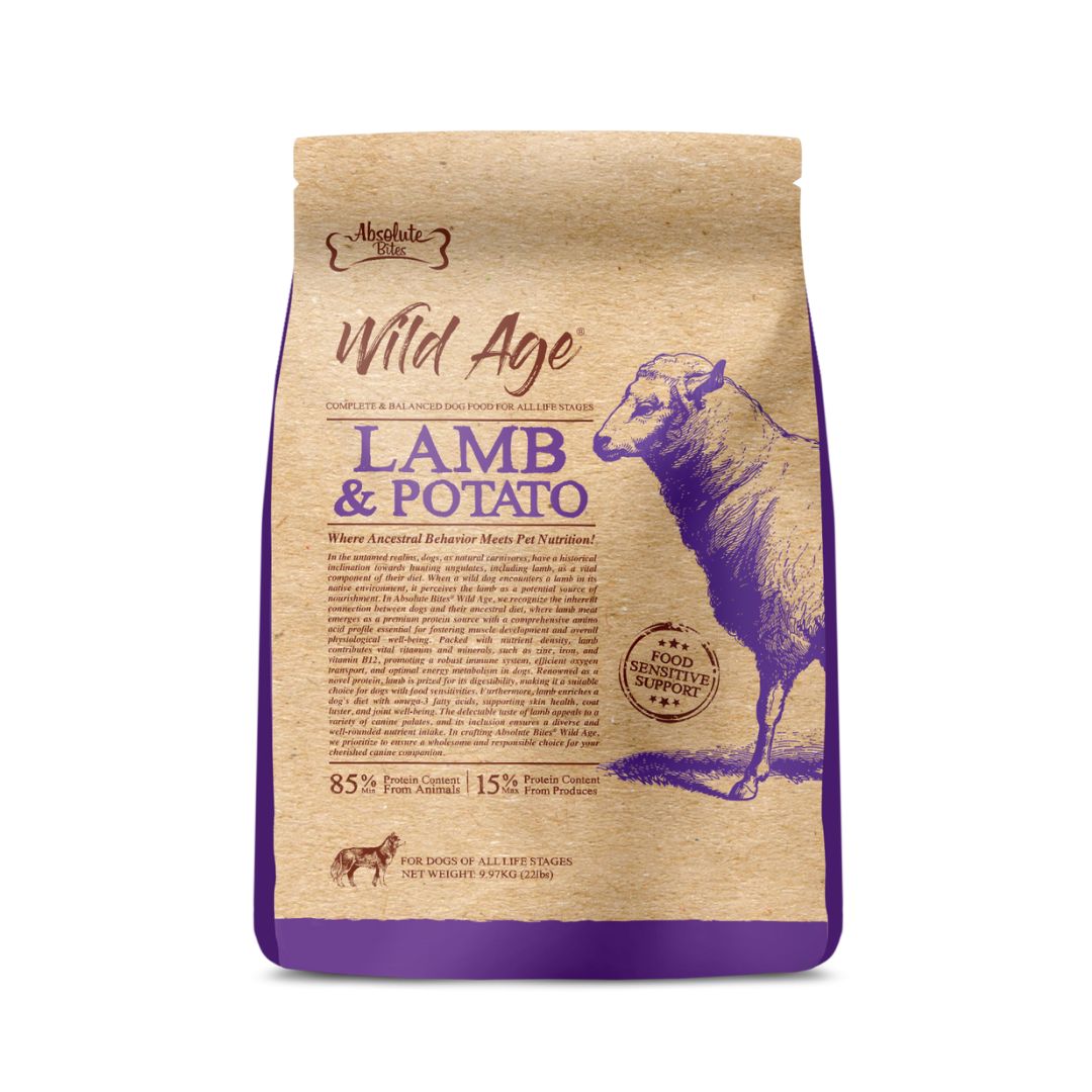 (exp: 05 Nov 2025) Absolute Bites Dog Wild Age 9.97kg Lamb & Potato Dry Dog Food