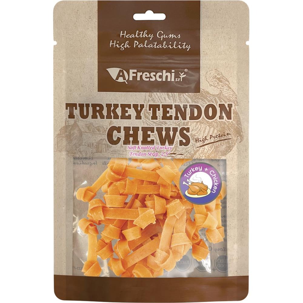 Afreschi Dog 80g Soft Knotted Turkey Tendon Strip Dog Treats