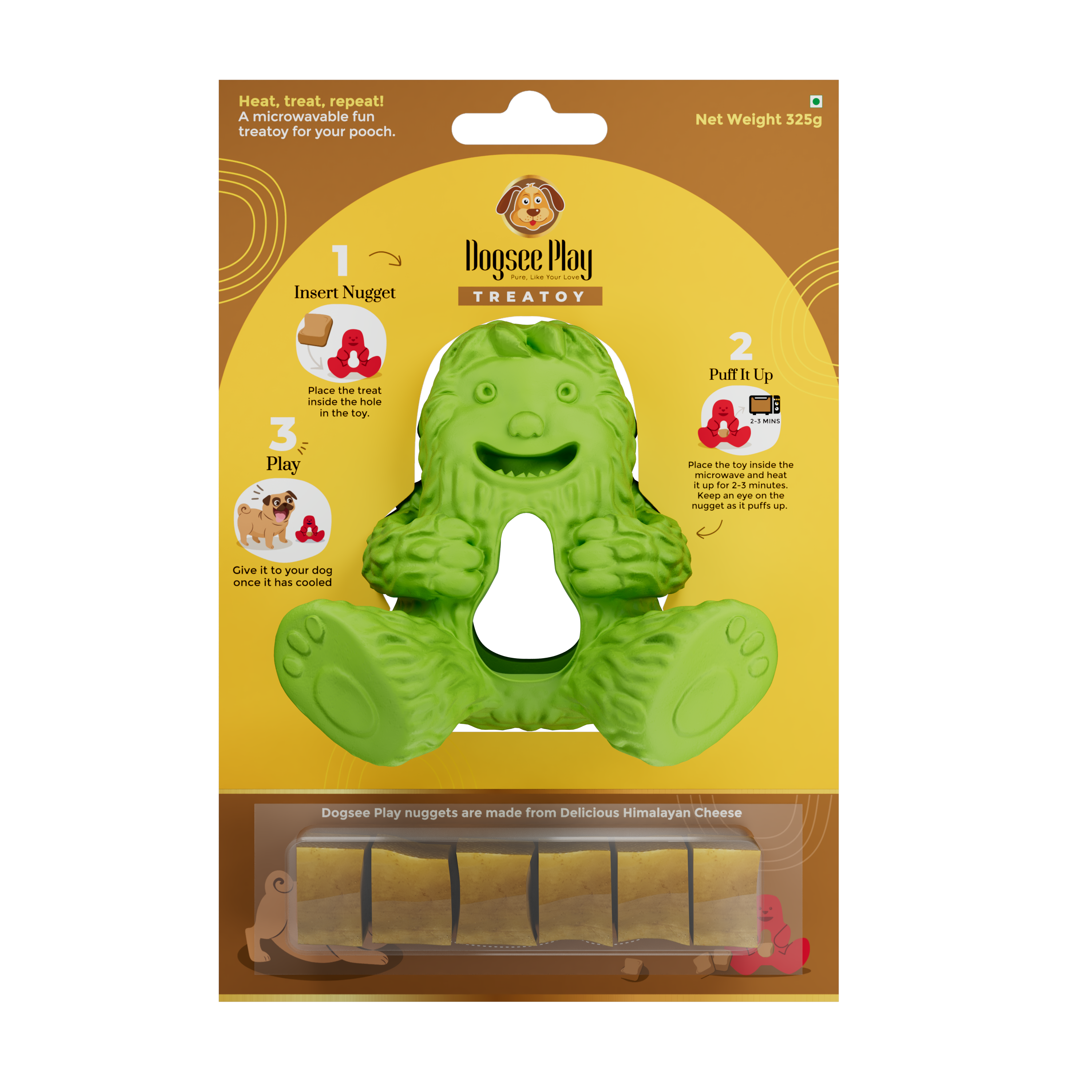 Dogsee Play Dog Treatoy Green Dog Toy