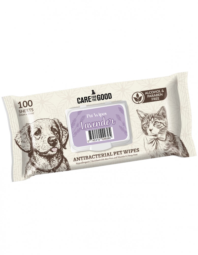 Care For The Good Antibacterial Pet Wipes Lavender