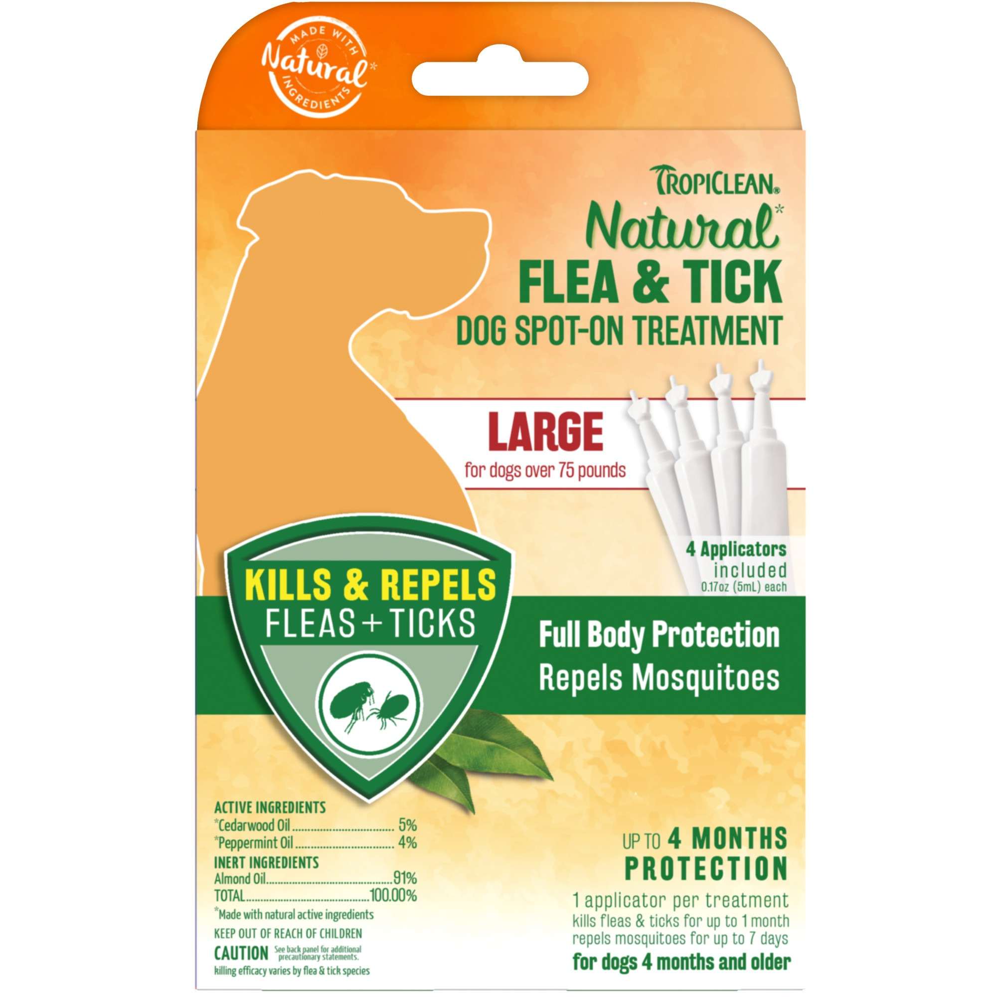 Tropiclean Natural Flea & Tick Spot On Treatment For Large Dogs