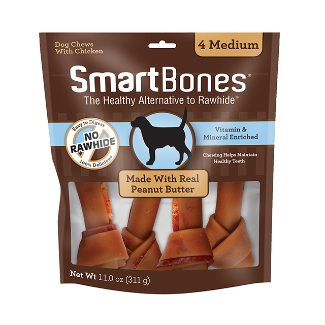 Smartbones Dog 4pcs Classic Bone Chews Medium Peanut Butter Dog Treat