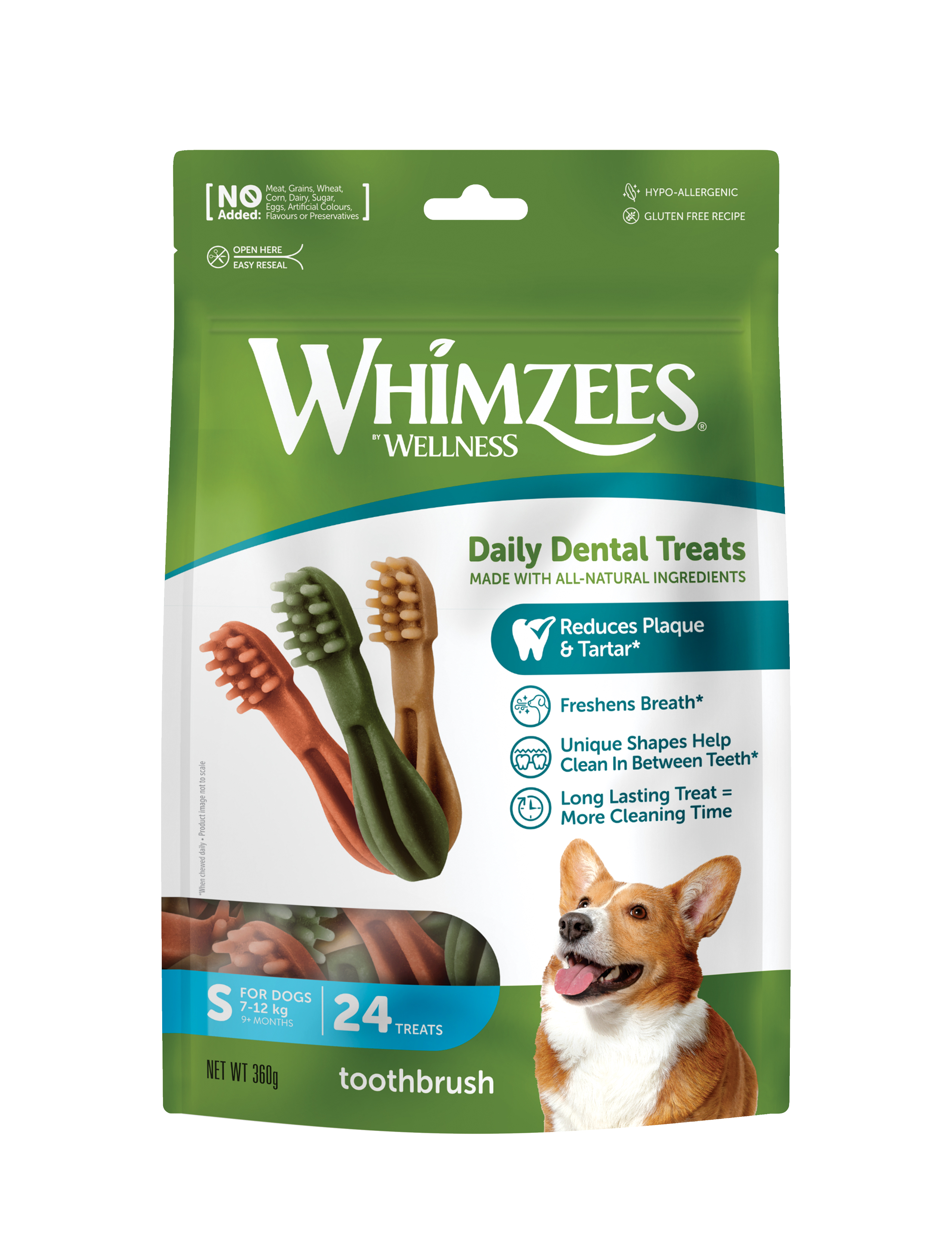 Whimzees Dog Toothbrush 24pcs (small) Value Bag Dental Chews For Dogs
