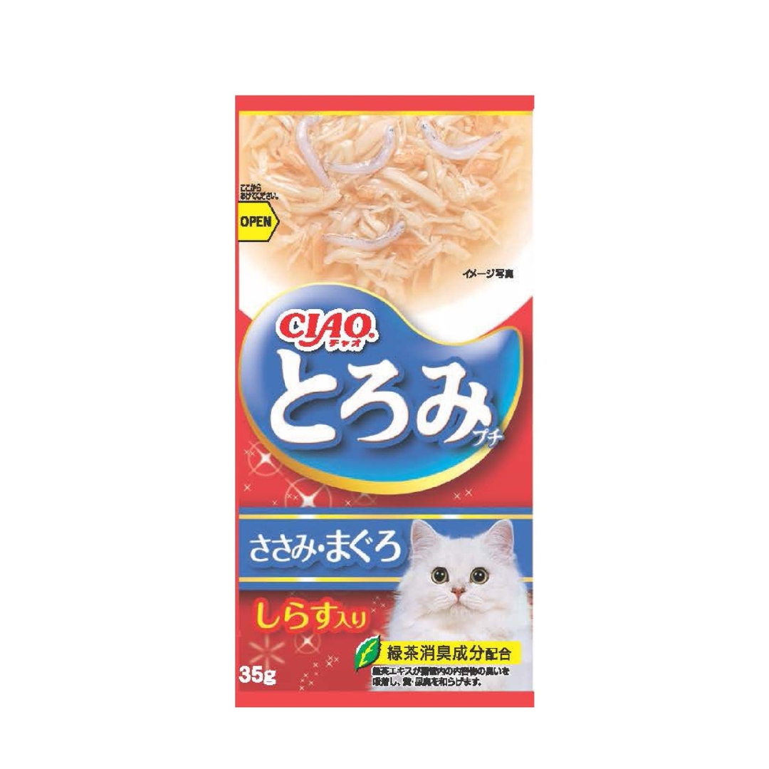 Ciao Toromi Line Pouch 35gx4 Chicken Fillet Tuna & Whitebait Wet Cat Food