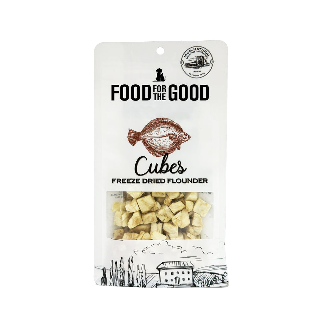 Food For The Good Freeze Dried Flounder Cubes Dog & Cat Treats 40g