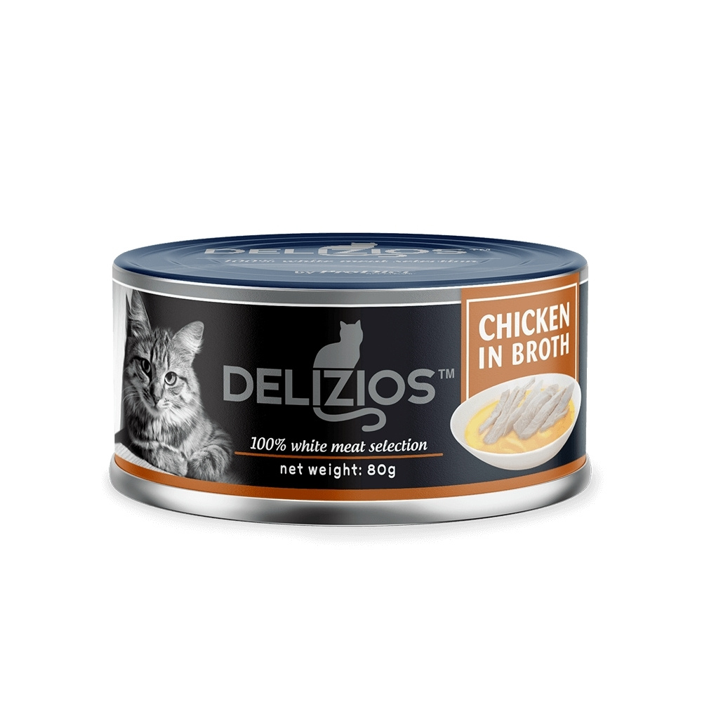 Delizios Cat 80g Chicken In Broth Wet Cat Food