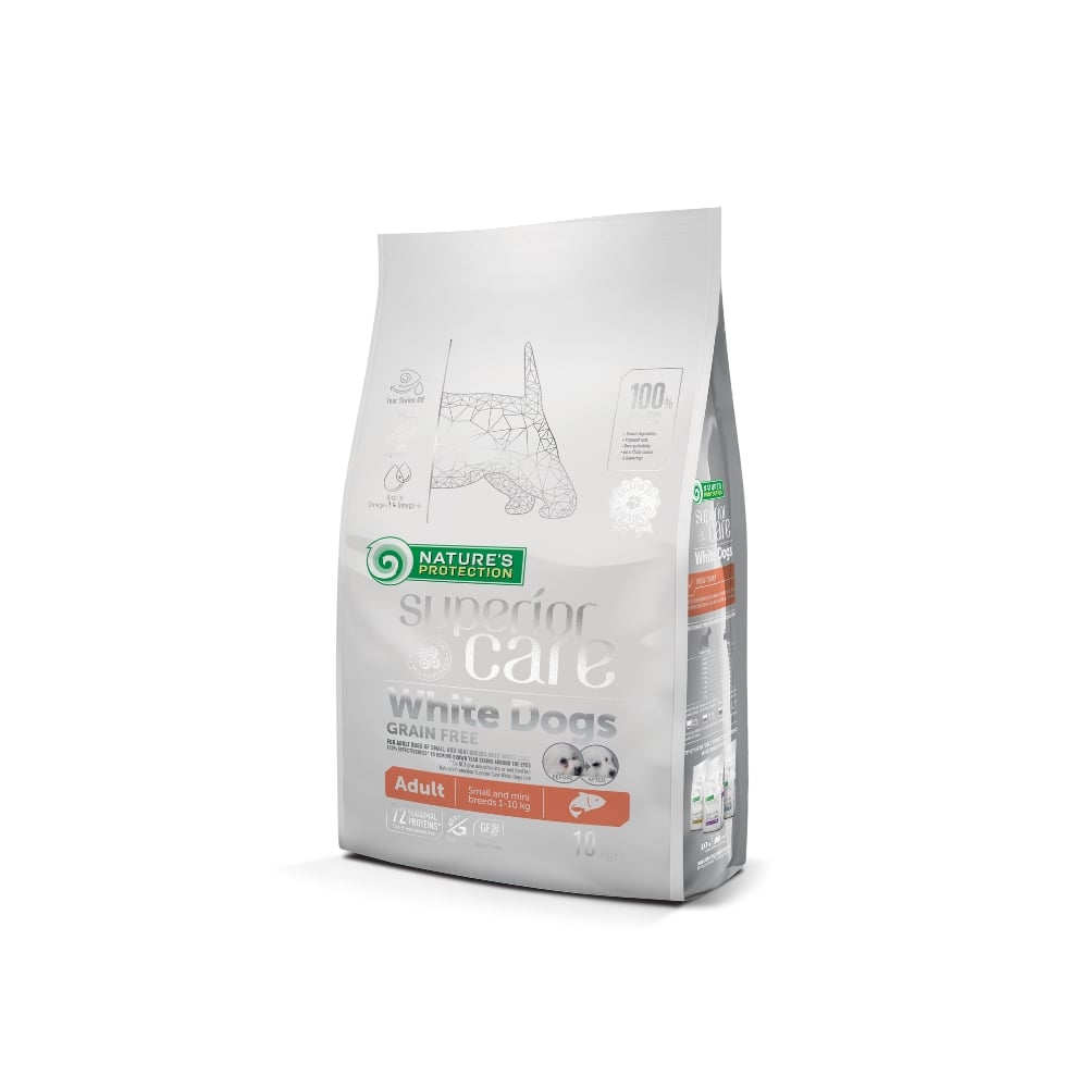 (exp: 1 Jul 2025) Nature's Protection Dog 1.5kg Care White Dogs Salmon Small Breed Dry Dog Food