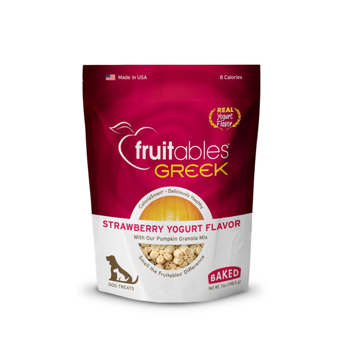 Fruitables Dog 7oz Greek Strawberry Yogurt Crunchy Dog Treats