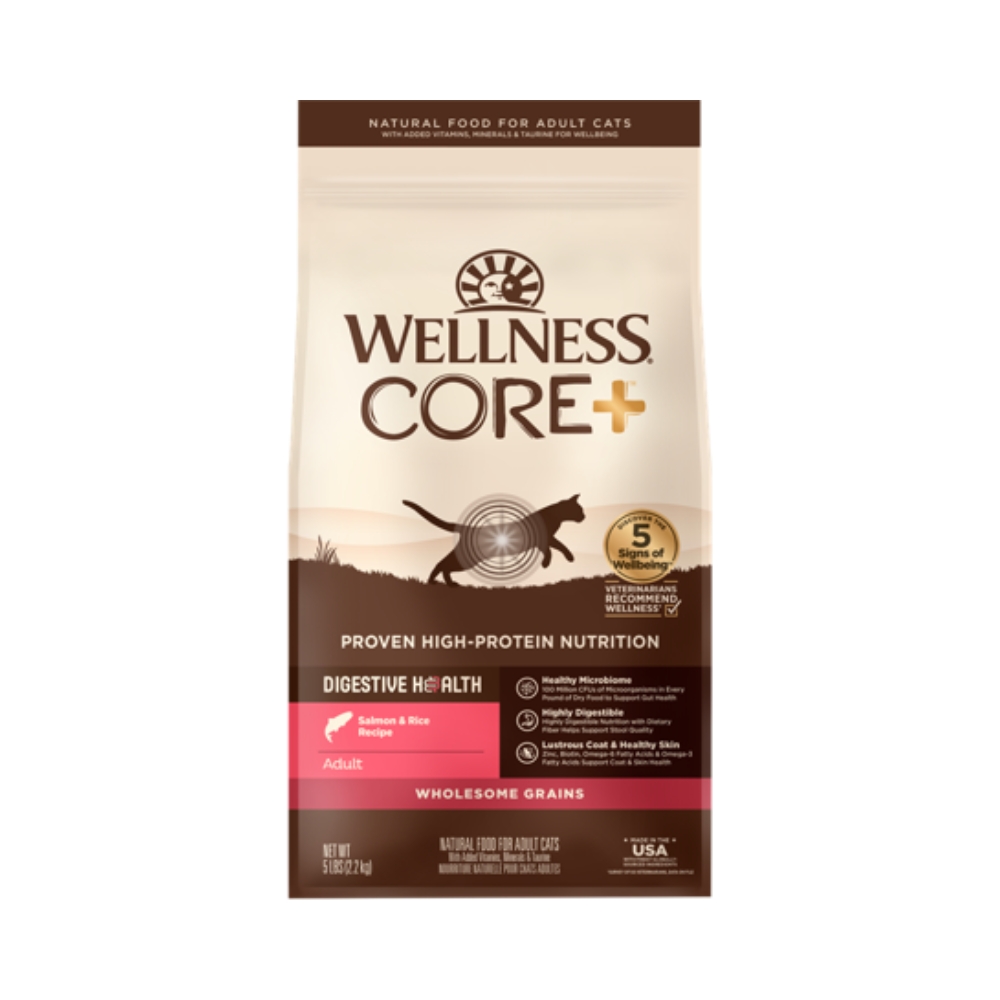 Wellness Core Cat 2.3kg (5lb) Digestive Health With Wholesome Grains Salmon Recipe Dry Cat Food