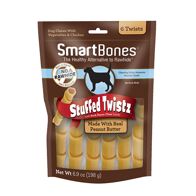Smartbones Dog 6pcs Stuffed Twistz Peanut Butter Dog Treat