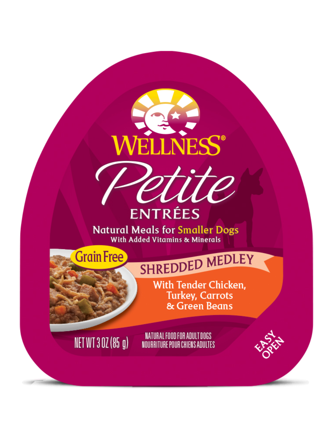 Wellness Petite Entrees Shredded Medley Tender Chicken Turkey Carrots & Green Beans Wet Dog Food 85g
