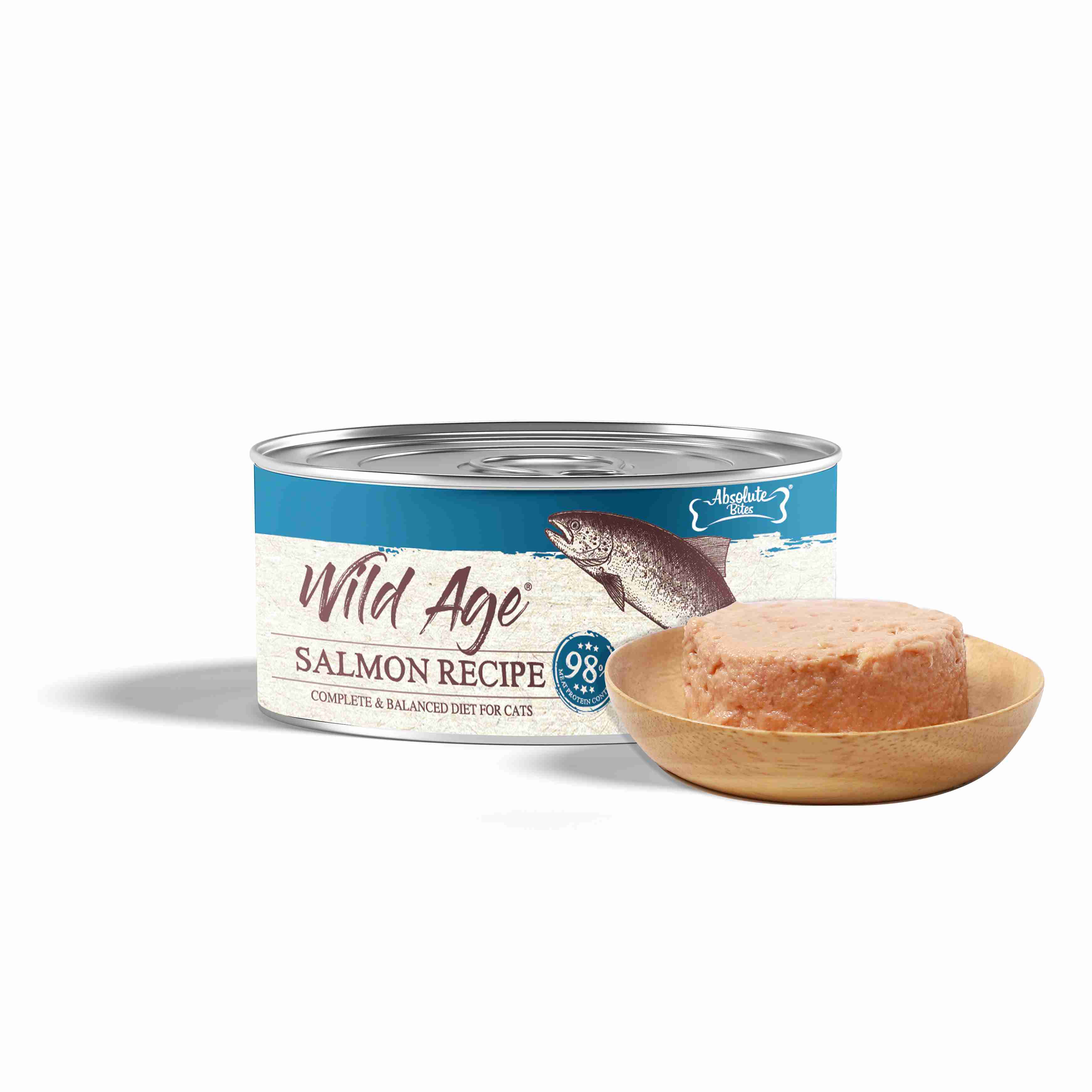 Absolute Bites Wild Age Cat 80g Complete & Balanced Diet Salmon Canned Wet Cat Food